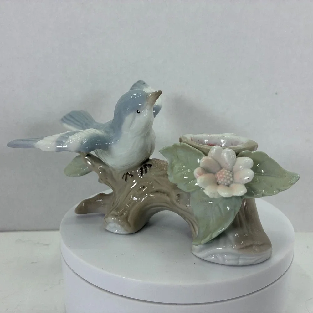 Jamestown China Small Wonders Blue Bird Porcelain Figurine Candle Holder